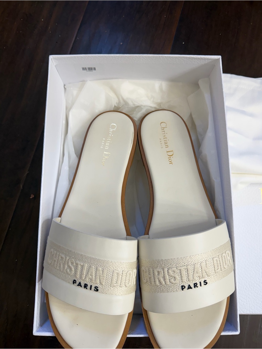 Dior White Christian Dior Paris Slide Sandals - Picture 3 of 4
